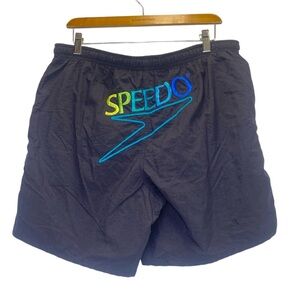 Vintage Speedo Multi-Color Spell-out Logo on Back of Swim Trunks